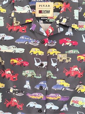 RSVLTS x Pixar Cars KUNUFLEX Button Front Shirt Women’s Charcoal Disney Print